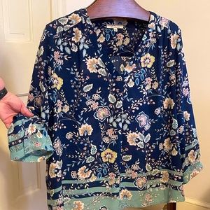 Beautiful blue/green floral blouse
